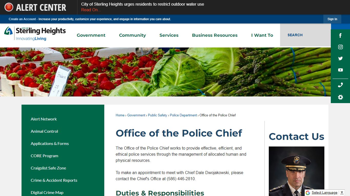 Office of the Police Chief | Sterling Heights, MI - Official Website