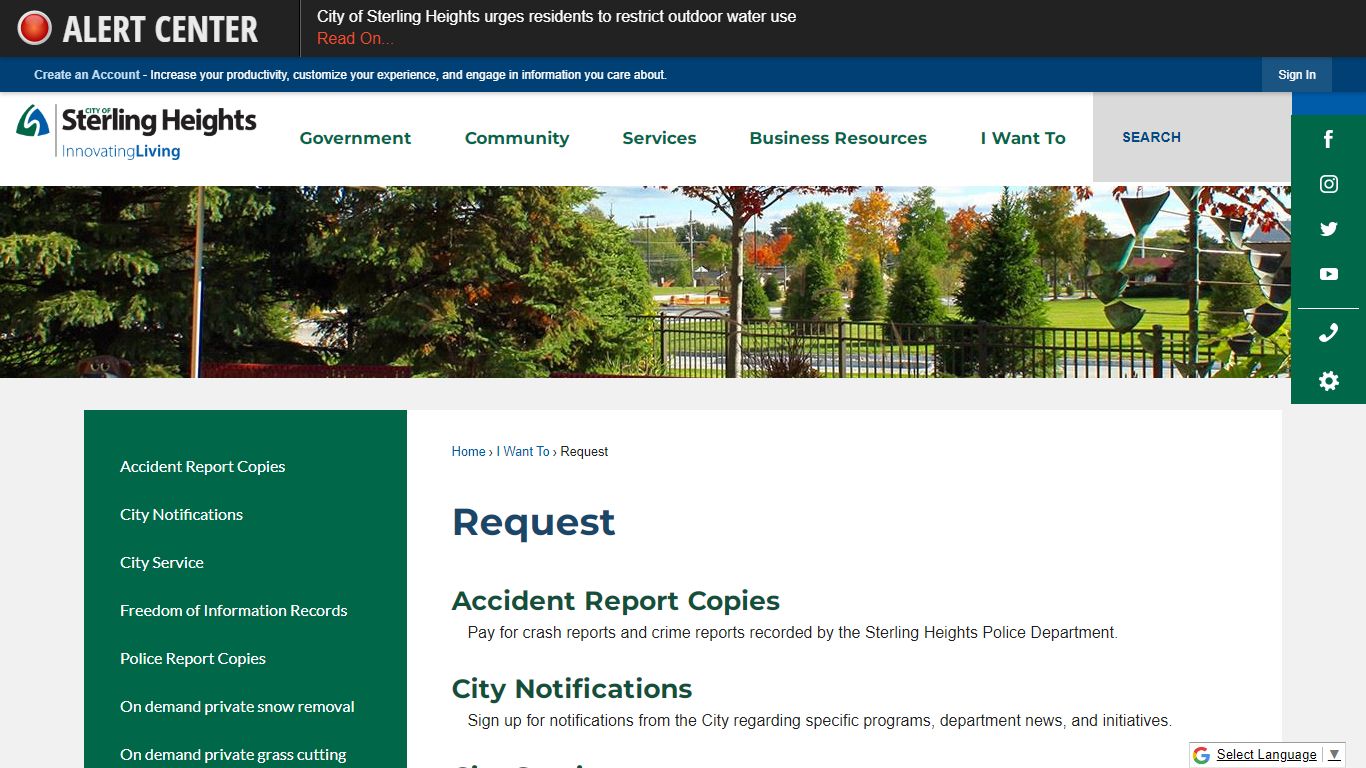 Request | Sterling Heights, MI - Official Website